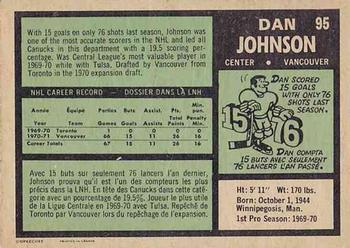 1971-72 O-Pee-Chee #95 Dan Johnson Back