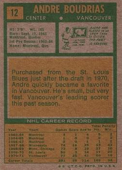 1971-72 Topps #12 Andre Boudrias Back