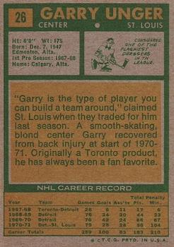 1971-72 Topps #26 Garry Unger Back