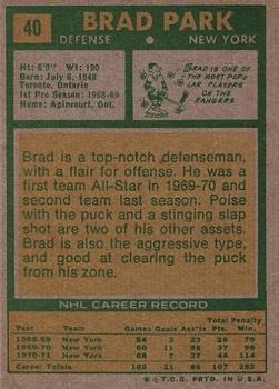 1971-72 Topps #40 Brad Park Back