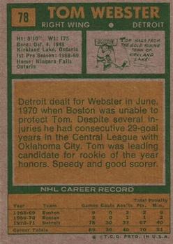 1971-72 Topps #78 Tom Webster Back