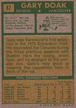 1971-72 Topps #87 Gary Doak Back