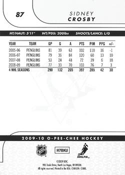 2009-10 O-Pee-Chee - Rainbow #87 Sidney Crosby Back