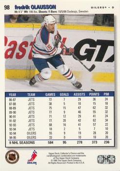 1995-96 Collector's Choice - Platinum Player's Club #98 Fredrik Olausson Back