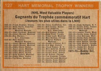 1972-73 O-Pee-Chee #127 Hart Memorial Trophy Back