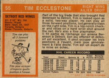 1972-73 O-Pee-Chee #55 Tim Ecclestone Back