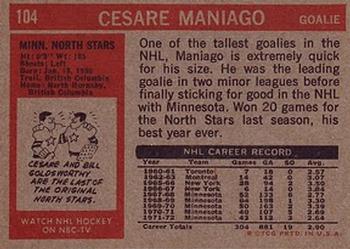 1972-73 Topps #104 Cesare Maniago Back