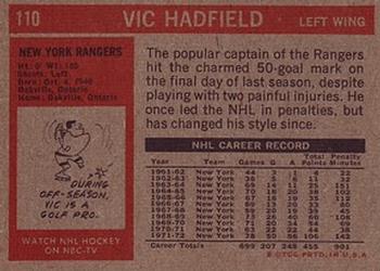 1972-73 Topps #110 Vic Hadfield Back