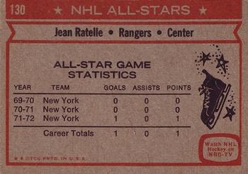 1972-73 Topps #130 Jean Ratelle Back