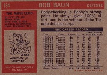 1972-73 Topps #134 Bob Baun Back