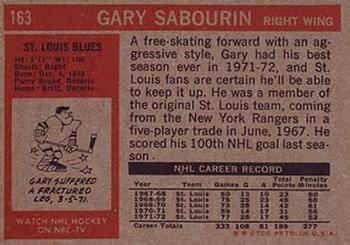 1972-73 Topps #163 Gary Sabourin Back