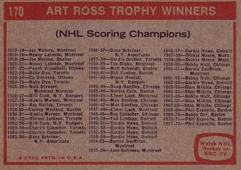 1972-73 Topps #170 Art Ross Trophy Back