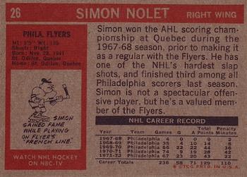 1972-73 Topps #26 Simon Nolet Back