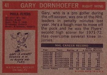 1972-73 Topps #41 Gary Dornhoefer Back