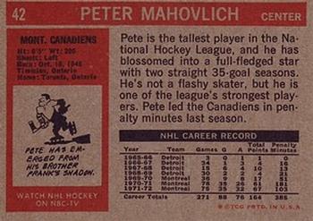 1972-73 Topps #42 Pete Mahovlich Back