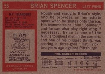 1972-73 Topps #53 Brian Spencer Back