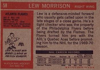 1972-73 Topps #58 Lew Morrison Back