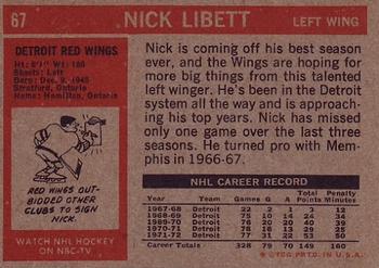 1972-73 Topps #67 Nick Libett Back