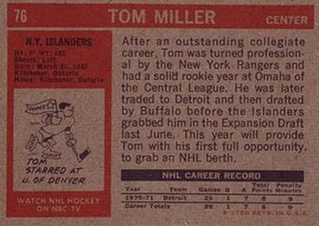 1972-73 Topps #76 Tom Miller Back