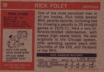 1972-73 Topps #98 Rick Foley Back