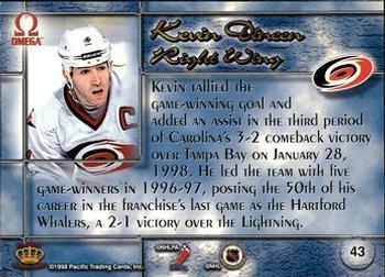 1997-98 Pacific Omega - Gold #43 Kevin Dineen Back