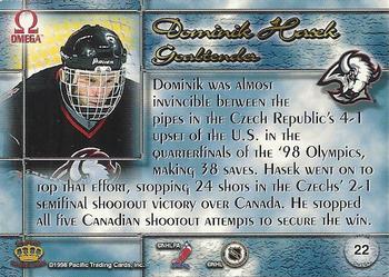 1997-98 Pacific Omega - Ice Blue #22 Dominik Hasek Back