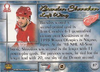 1997-98 Pacific Omega - Ice Blue #87 Brendan Shanahan Back