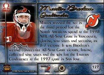 1997-98 Pacific Omega - Ice Blue #127 Martin Brodeur Back