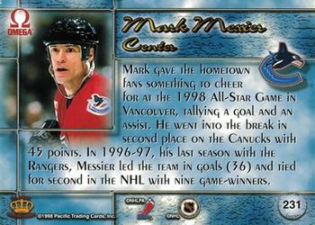 1997-98 Pacific Omega - Ice Blue #231 Mark Messier Back