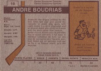 1973-74 O-Pee-Chee #19 Andre Boudrias Back