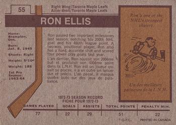 1973-74 O-Pee-Chee #55 Ron Ellis Back