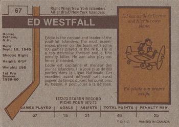 1973-74 O-Pee-Chee #67 Ed Westfall Back