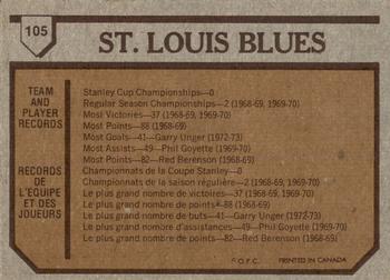 1973-74 O-Pee-Chee #105 Blues Team Back