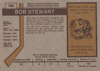 1973-74 O-Pee-Chee #188 Bob Stewart Back