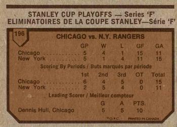 1973-74 O-Pee-Chee #196 1972-73 NHL Semi-Finals (Series F) Back