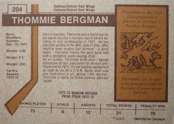 1973-74 O-Pee-Chee #204 Thommie Bergman Back