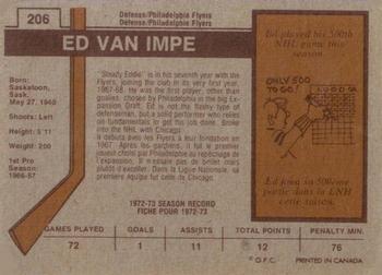 1973-74 O-Pee-Chee #206 Ed Van Impe Back