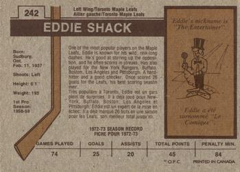 1973-74 O-Pee-Chee #242 Eddie Shack Back