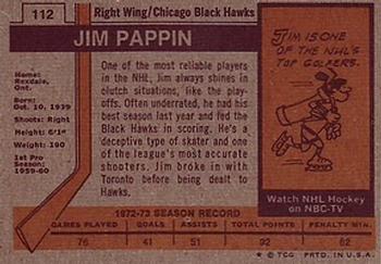 1973-74 Topps #112 Jim Pappin Back