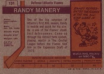 1973-74 Topps #131 Randy Manery Back