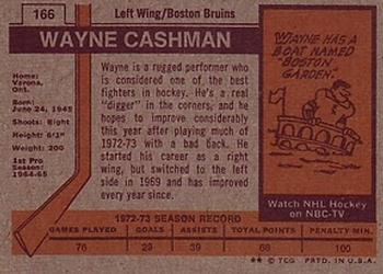 1973-74 Topps #166 Wayne Cashman Back