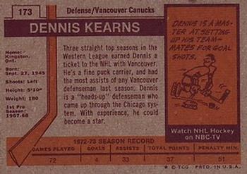 1973-74 Topps #173 Dennis Kearns Back