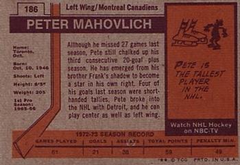 1973-74 Topps #186 Peter Mahovlich Back