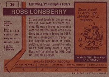1973-74 Topps #36 Ross Lonsberry Back