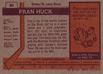 1973-74 Topps #63 Fran Huck Back