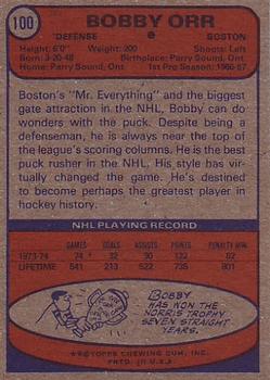 1974-75 Topps #100 Bobby Orr Back
