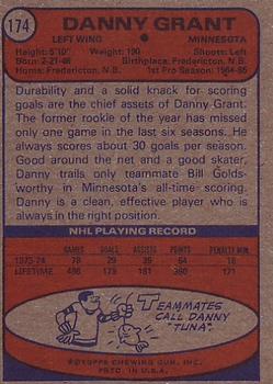1974-75 Topps #174 Danny Grant Back