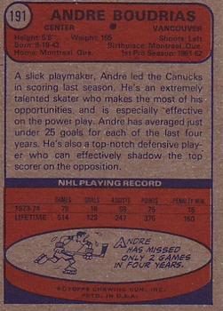 1974-75 Topps #191 Andre Boudrias Back