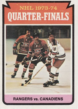 1974-75 Topps #210 Quarterfinals (Rangers vs. Canadiens) Front