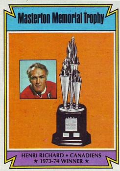 1974-75 Topps #243 Masterton Memorial Trophy Front